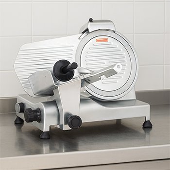 Meat-slicer Commercial grade meat slicer for deli meat and deli cheese. Meat slice manufacturers we can offer are Admiral Craft, AllPoints, Alfa international, AMPTO, BakeMax, Berkel, Bizerba, Blackeshee, Edlund, Eurodib USA, General, Global, Global Solutions by Nemco, Globe, Middleby, Hamilton Beach, Hobart, Jaccard, Koolmore, MVP Group, Omas VBI, Omcan USA, Pro-Cut, Rheninghaus, Serv0Ware, SIRMAN, Skyfood, Univex, Uniworld, Vollrath, and Waring.