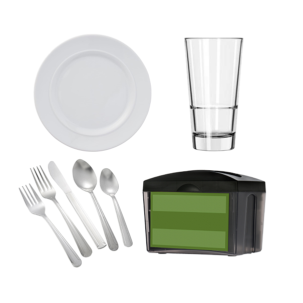 Table top items for restaurants such as plates, china plates, melamine, glasses, beer glasses, pints, martini glasses, forks, knives, spooks, napkin dispensers, menus and more are available for restaurants in central Florida at Central Florida Restaurant Supply located in Winter Haven, FL
