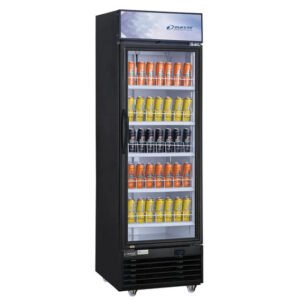 1 door glass reach in merchandiser refrigerator from Dukers. Includes adjustable shelving and on 4 inch casters. Available at Central Florida Restaurant Supply in Winter Haven, FL serving all of Polk County, Lake County, Orange County, Four Corners, and central Florida counties.