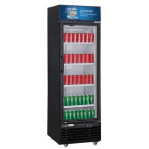 1 door glass reach in merchandiser refrigerator from Dukers. Includes adjustable shelving and on 4 inch casters. Available at Central Florida Restaurant Supply in Winter Haven, FL serving all of Polk County, Lake County, Orange County, Four Corners, and central Florida counties.