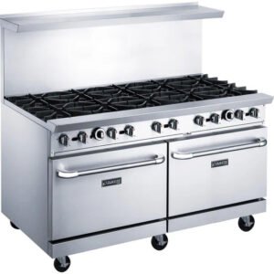 Dukers DCR60-10b 10 burner range with 2 ovens. Available in liquid propane or natural gas. Available at Central Florida Restaurant Supply in Winter Haven, FL serving all of Polk County, Lake County, Orange County, Four Corners, and central Florida counties.