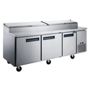 Dukers 3 door pizza prep station. Available at Central Florida Restaurant Supply in Winter Haven, FL serving all of Polk County, Lake County, Orange County, Four Corners, and central Florida counties.