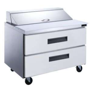 Dukers 2-Drawer Food Prep Table Refrigerator Stainless Steel with Mega Top DSP36-15M-D2