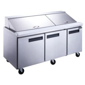 Dukers 3 Door Food Prep Table. Restaurant equipment and items that can be purchased at Central Florida Restaurant Supply.