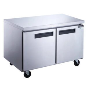 Two door undercounter refrigerator and undercounter freezer in stainless steel from Dukers. Available at Central Florida Restaurant Supply in Winter Haven, FL serving all of Polk County, Lake County, Orange County, Four Corners, and central Florida counties.