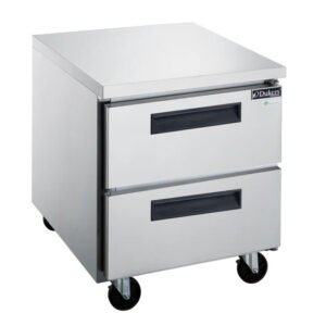 2 drawer undercounter refrigerator and undercounter freezer in stainless steel from Dukers. Available at Central Florida Restaurant Supply in Winter Haven, FL serving all of Polk County, Lake County, Orange County, Four Corners, and central Florida counties.