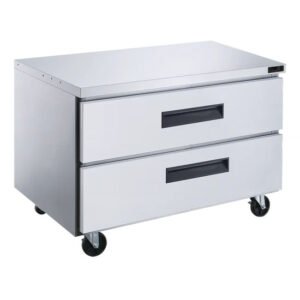 Two drawer undercounter refrigerator and undercounter freezer in stainless steel from Dukers. Available at Central Florida Restaurant Supply in Winter Haven, FL serving all of Polk County, Lake County, Orange County, Four Corners, and central Florida counties.