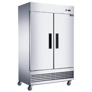 Dukers 2-door commercial freezer or refrigerator in stainless steel. Available at Central Florida Restaurant Supply in Winter Haven, FL serving all of Polk County, Lake County, Orange County, Four Corners, and central Florida counties.