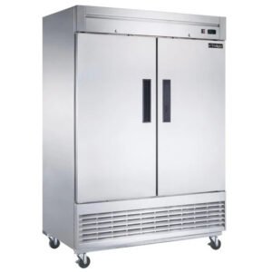 Dukers 2-door commercial freezer or refrigerator in stainless steel. Available at Central Florida Restaurant Supply in Winter Haven, FL serving all of Polk County, Lake County, Orange County, Four Corners, and central Florida counties.