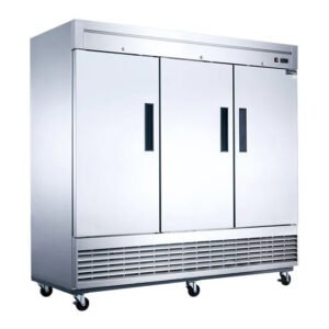 Dukers 3-door commercial freezer or refrigerator in stainless steel. Available at Central Florida Restaurant Supply in Winter Haven, FL serving all of Polk County, Lake County, Orange County, Four Corners, and central Florida counties.