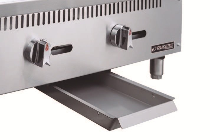 Dukers oil tray for countertop Griddle with 1 Burner. Available at Central Florida Restaurant Supply in Winter Haven, FL serving all of Polk County, Lake County, Orange County, Four Corners, and central Florida counties.