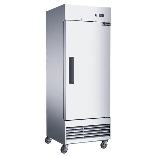Dukers single door commercial freezer or refrigerator in stainless steel. Available at Central Florida Restaurant Supply in Winter Haven, FL serving all of Polk County, Lake County, Orange County, Four Corners, and central Florida counties.