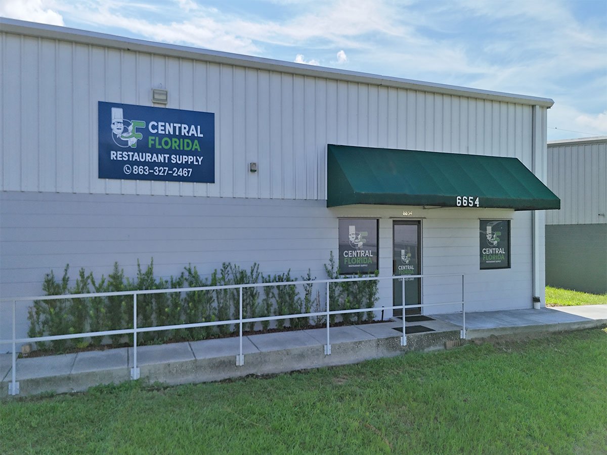 Outside of the Central Florida Restaurant Supply building.