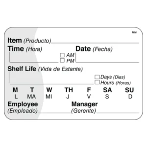 Daymark Shelf-Life Bilingual 2x3 Sticker - 500 Per Roll