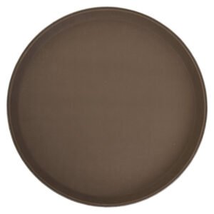 14" Premium Fiberglass Round Tray Non-slip - Brown