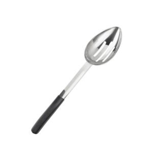 Serving Spoon Slotted 2 Oz - Black Antimicrobial Handle