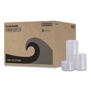 12-24 oz Plastic PET  Straw Slotted  Lid - Clear - 100 Per Sleeve