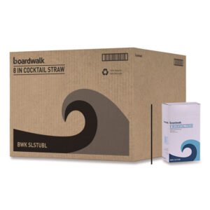 8" Cocktail Straws - Black - 500 Per Box