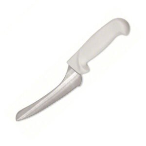 Bread Knife 9" Offset Serrated Edge - White Handle