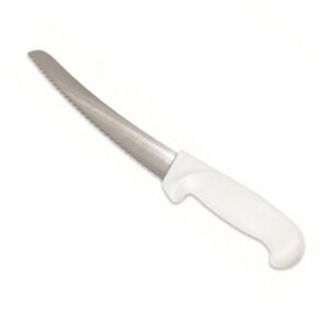 Bread Knife 10" Curved Serrated Edge - White Handle