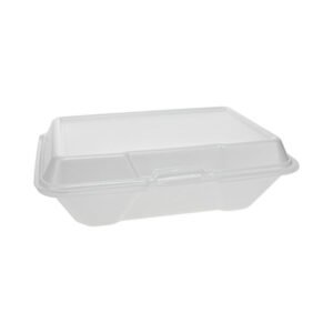 To-Go Container 9-3/16" x 6-1/2" x 2-3/4" Foam Hinge Lid White - 150 per Case