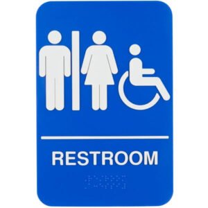 Sign "Men/Women/Accessible"  6" x 9" Braille - Blue