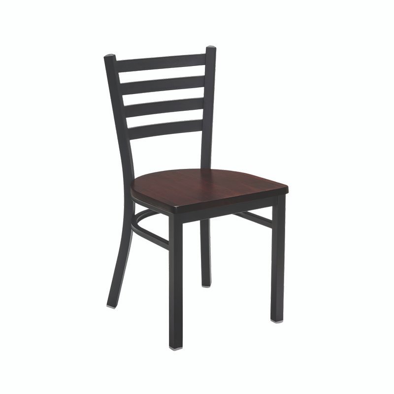 Ladder Back Chair - Black Frame/Walnut Seat