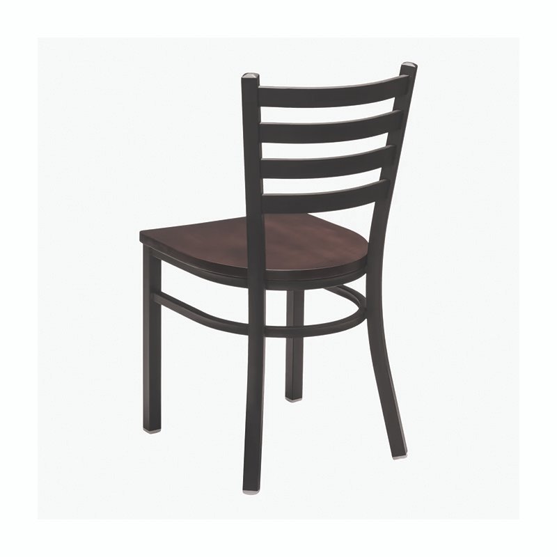 Ladder Back Chair - Black Frame/Walnut Seat - Image 2