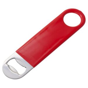 Flat Bottle Opener, Red PVC Coating, S/S