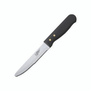 Jumbo Steak Knife 5" - Black Plastic Handle - Round Tip