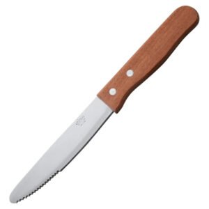 Jumbo Steak Knife 5" - Wood Handle - Round Tip