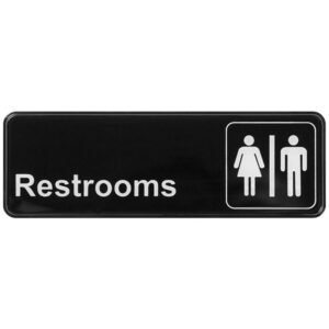 Sign "Restrooms" 3" x 9"