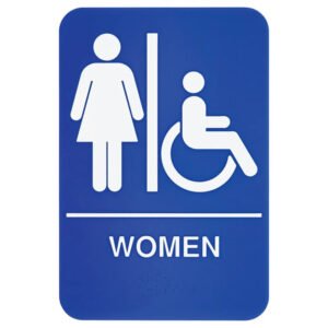 Sign "Women/Accessible" 6" x 9" Braille - Blue