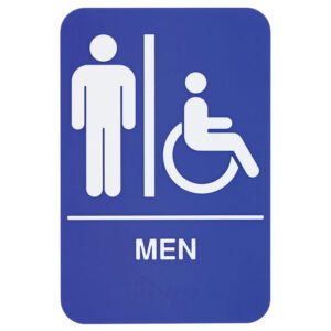 Sign "Men/Accessible" 6" x 9" Braille - Blue