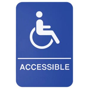 Sign "Accessible" 6" x 9" Braille - Blue