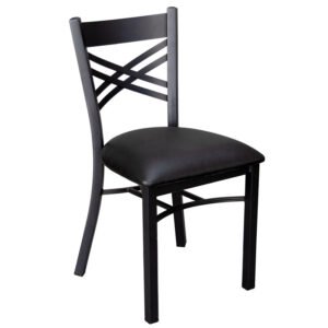 Crisscross Back Chair - Black/Metal Frame - Black Vinyl Seat