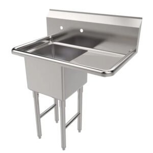 Sink 1 Compartment w/Right Drain Board - 33"W x 21"D x 45"H