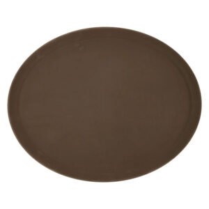 26'' x 22'' Premium Fiberglass Oval Tray Non-slip - Brown