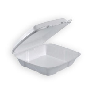 9" x 6" x 2 3/4" Foam To-Go Container - w/Hinged Lid - White - 200