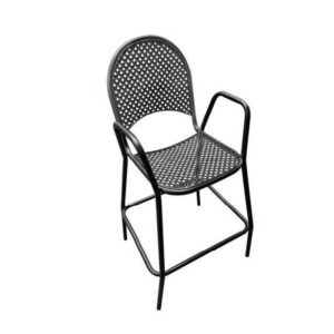 ATSmfg 90B-BS metal woven back outdoor barstool with arms in textured black powder coat arm chair armchair for restaurants