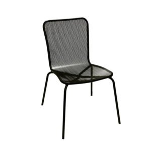 ATS metal circle perforated back outdoor chair, black 92