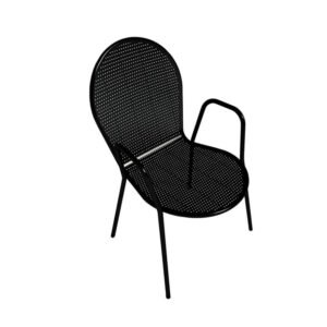 ATS metal circle perforated outdoor chair, with arms, black, 93