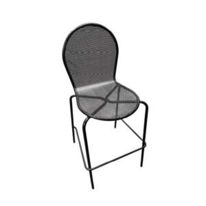 ATSmfg 94-BS metal circle perforated rounded back outdoor barstool in textured black powder coat arm chair armchair for restaurants