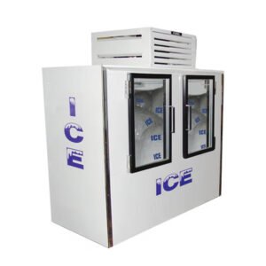 2 door glass door indoor Ice Merchandiser, able to hold 225 7lb bagged ice