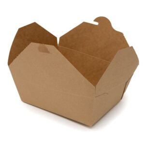 6 3/4" x 5 1/2" x 2 1/2" Folded Take Out Box - Kraft #8 - 50/Sleeve