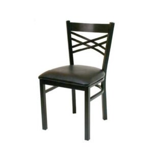 metal crisscross chair with black textured frame
