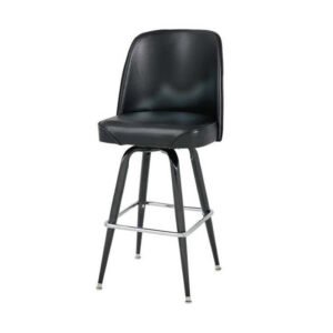 swivel barstool, jumbo bucket seat on gloss black frame