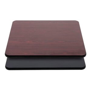 reversable laminate rectangle table top with black over dark mahogany, 1" thick