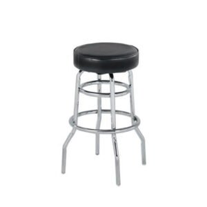 swivel barstool, round backless seat on double ring chrome base