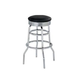 swivel barstool, round backless seat on double ring chrome base